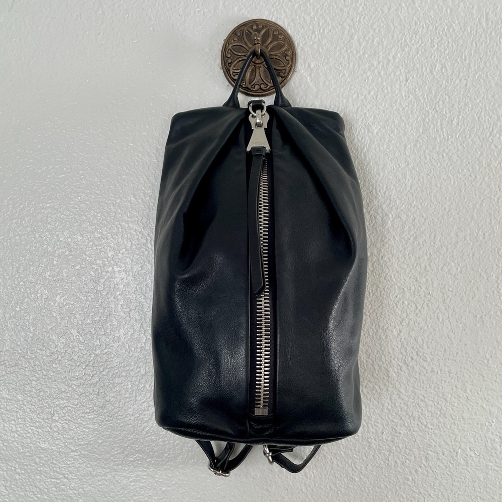 Aimee Kestenberg  Black‎ Soft Pebbled Leather Backpack Purse